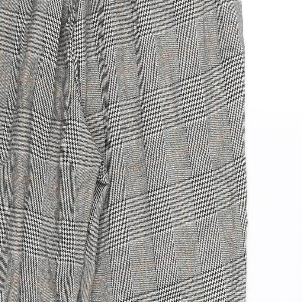 Stradavarius Womens Beige Check Capri Trousers Size L L25 in