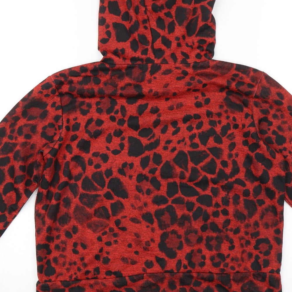 Carpe Diem Womens Red Animal Print Pullover Hoodie Size S