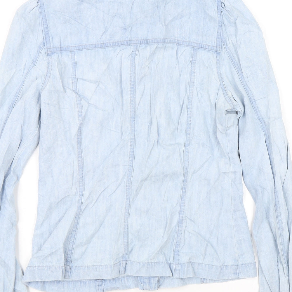 Miss Selfridge Womens Blue Basic Button-Up Size 8
