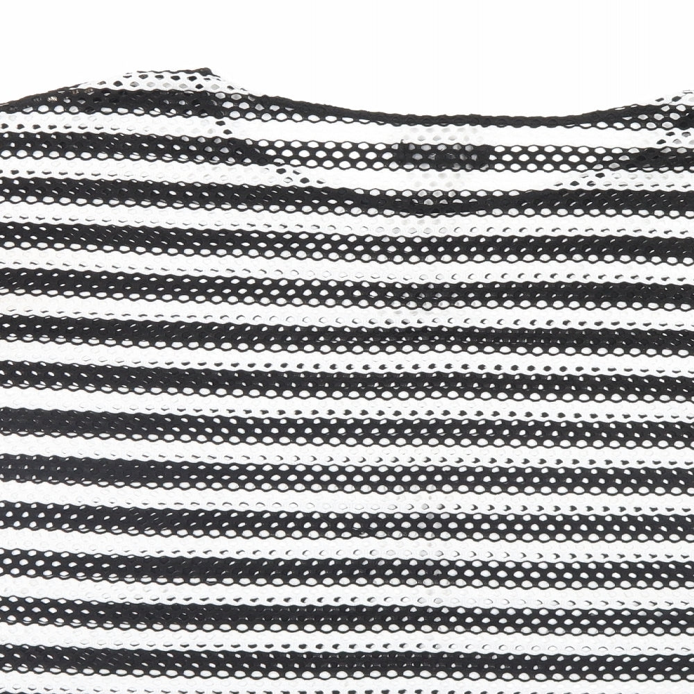 NEXT Womens Black Striped Basic T-Shirt Size 12