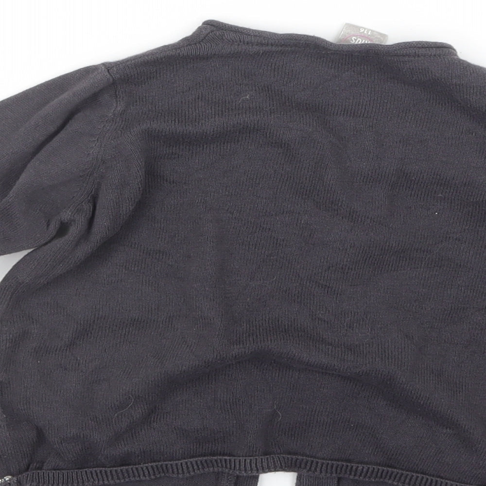Little Kids Girls Purple Knit Cardigan Jumper Size 6 Years