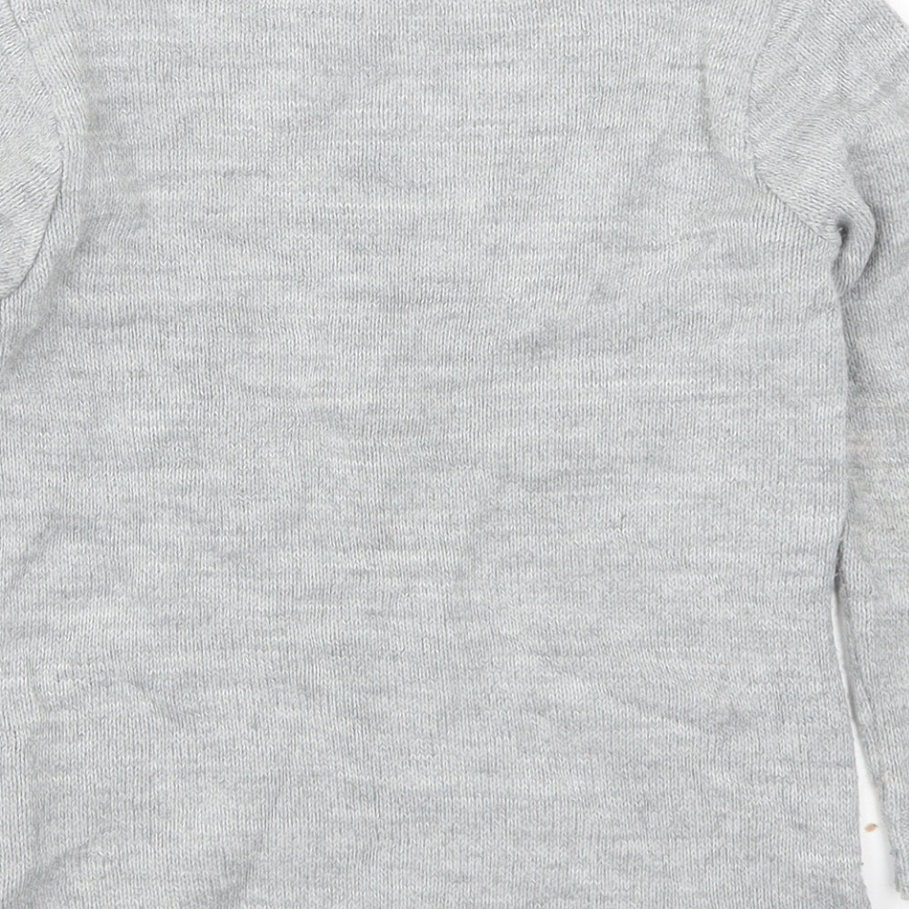 Ty Girls Grey Knit Pullover Jumper Size 8 Years - Penguins