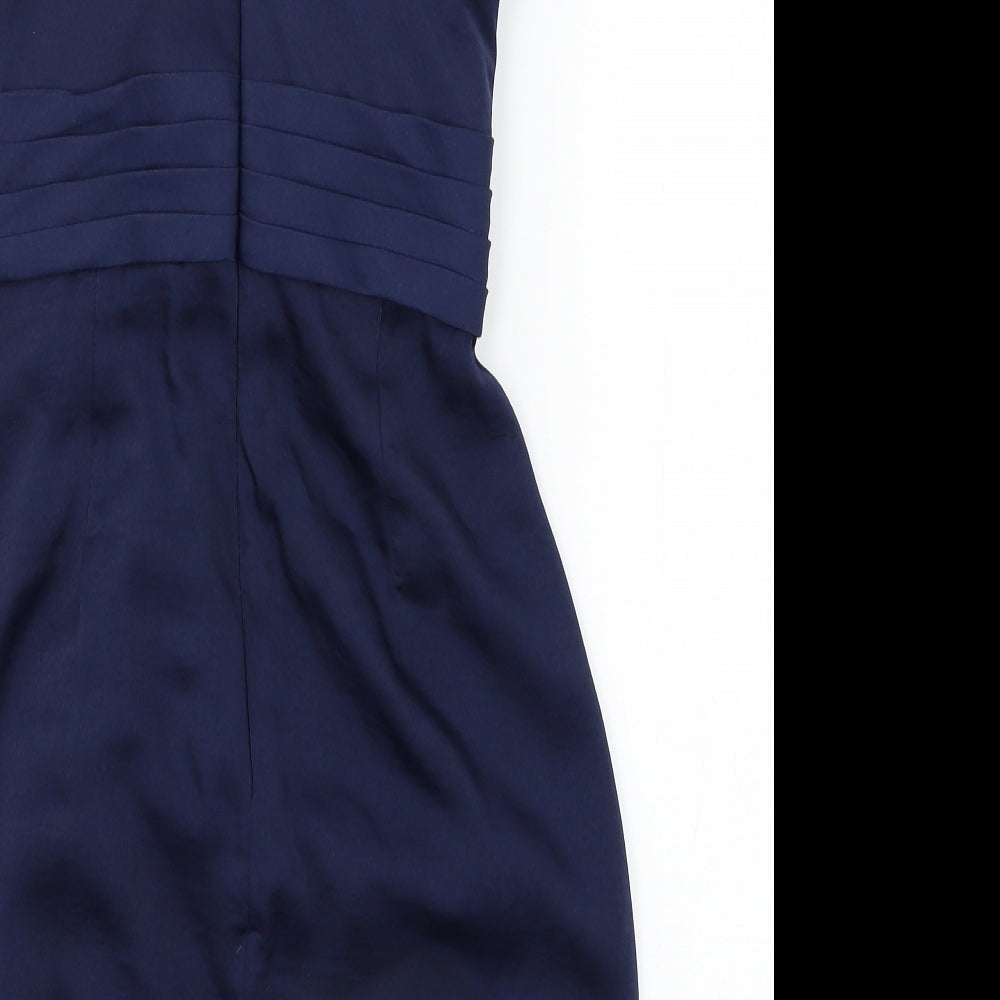 BCBGMAXAZRIA Womens Blue Satin Bodycon Size S