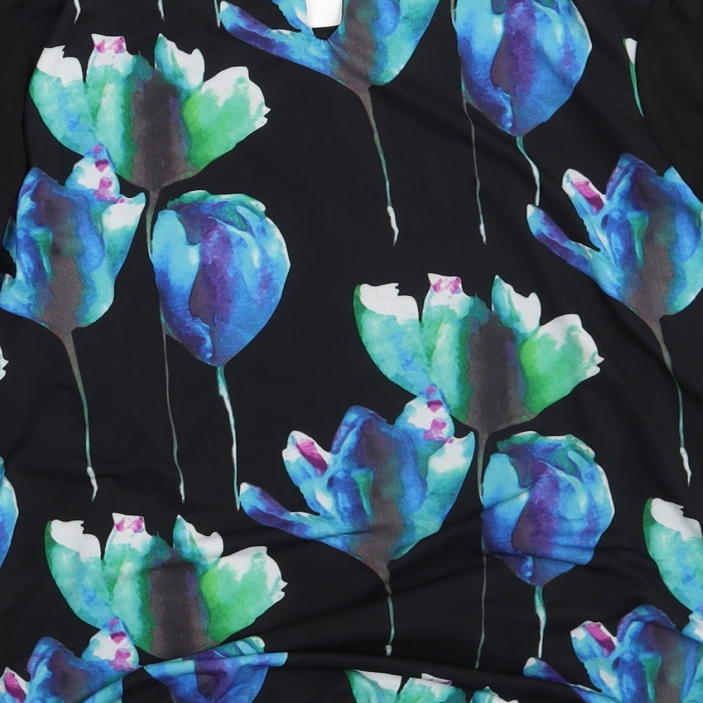 Quiz Womens Black Floral Basic Blouse Size 10