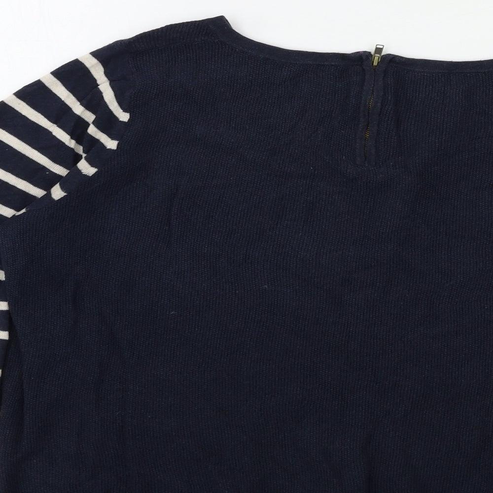 Marks & Spencer Womens Black Striped Knit Pullover Jumper Size 16