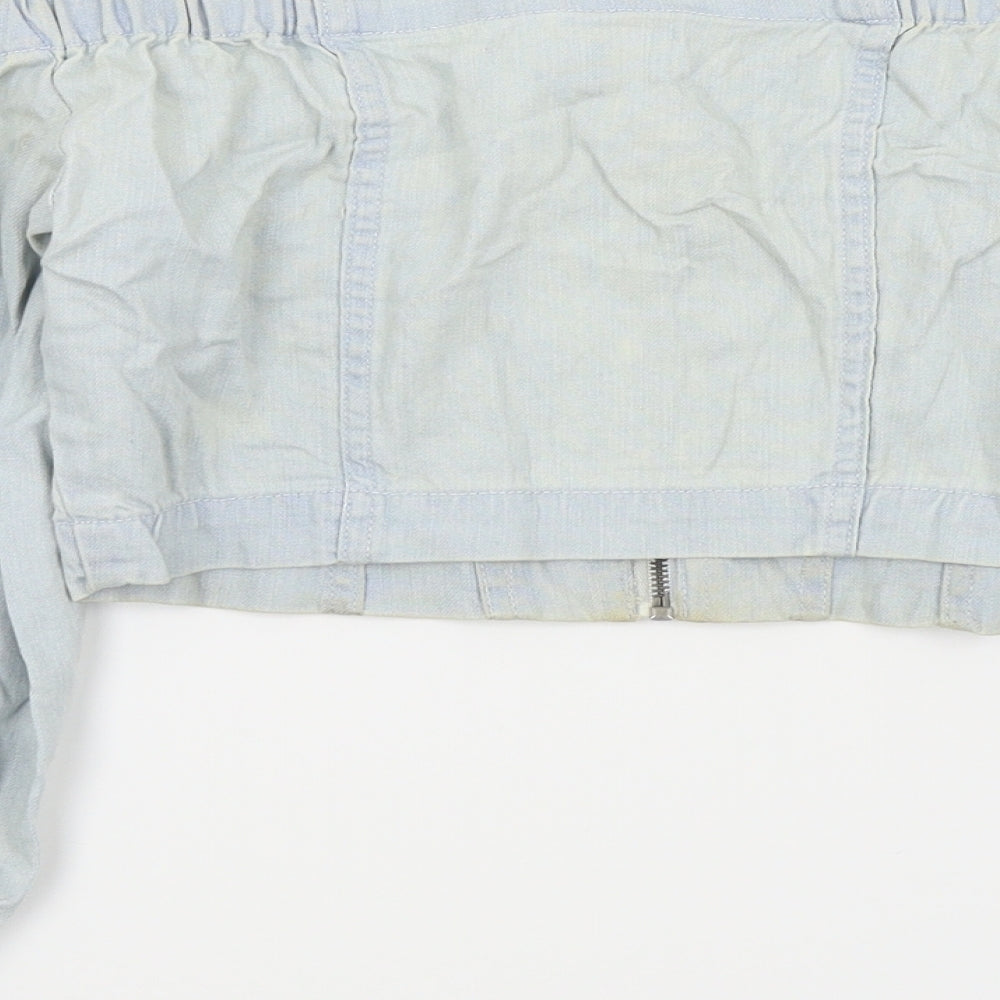 BDG Womens Blue Colourblock Basic Button-Up Size S