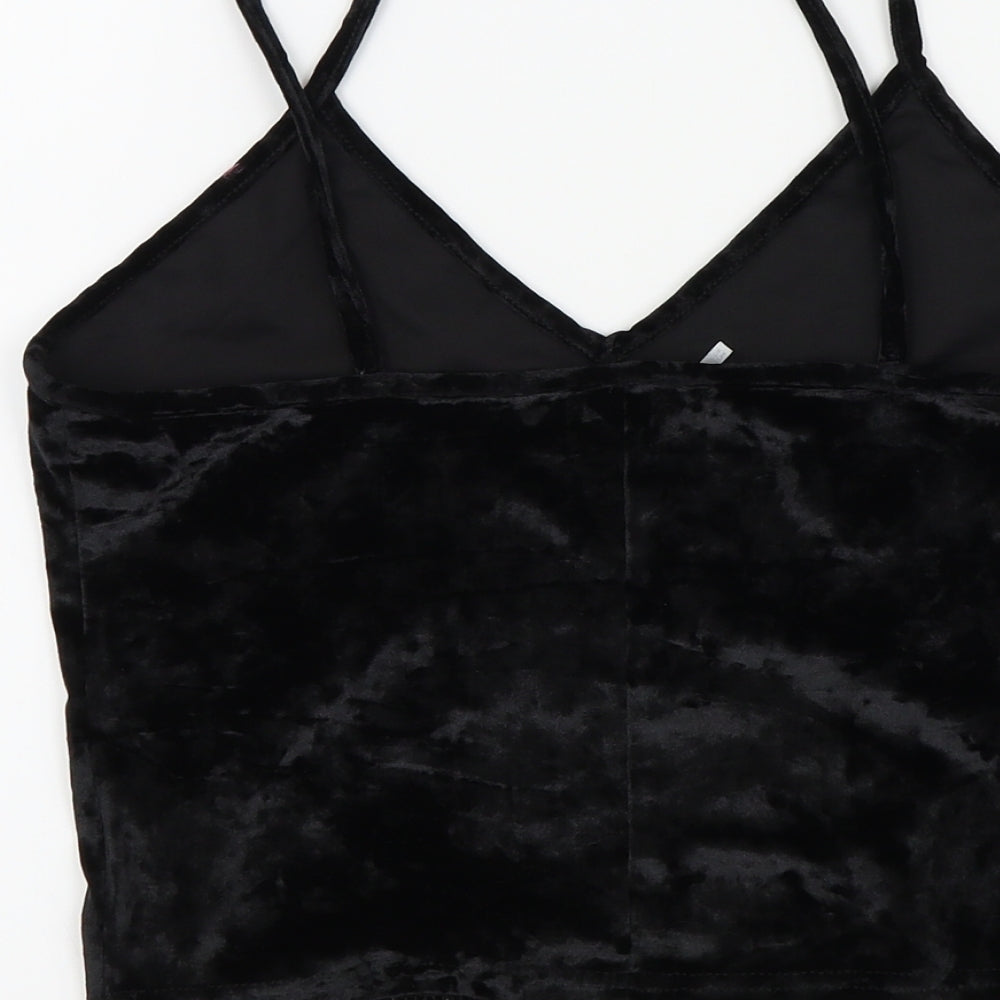 Sparkle & Fade Womens Black Colourblock Basic T-Shirt Size M