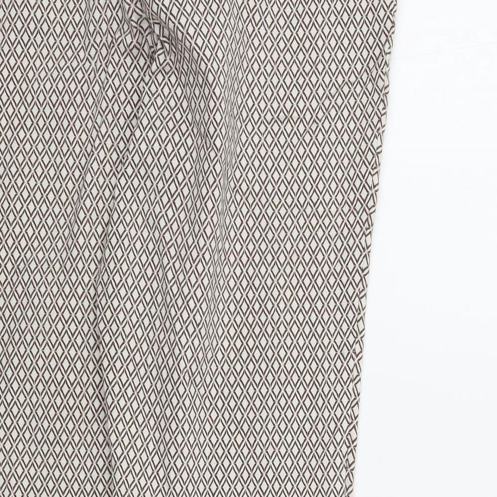 TU Womens Beige Geometric Trousers Size 14 L28 in