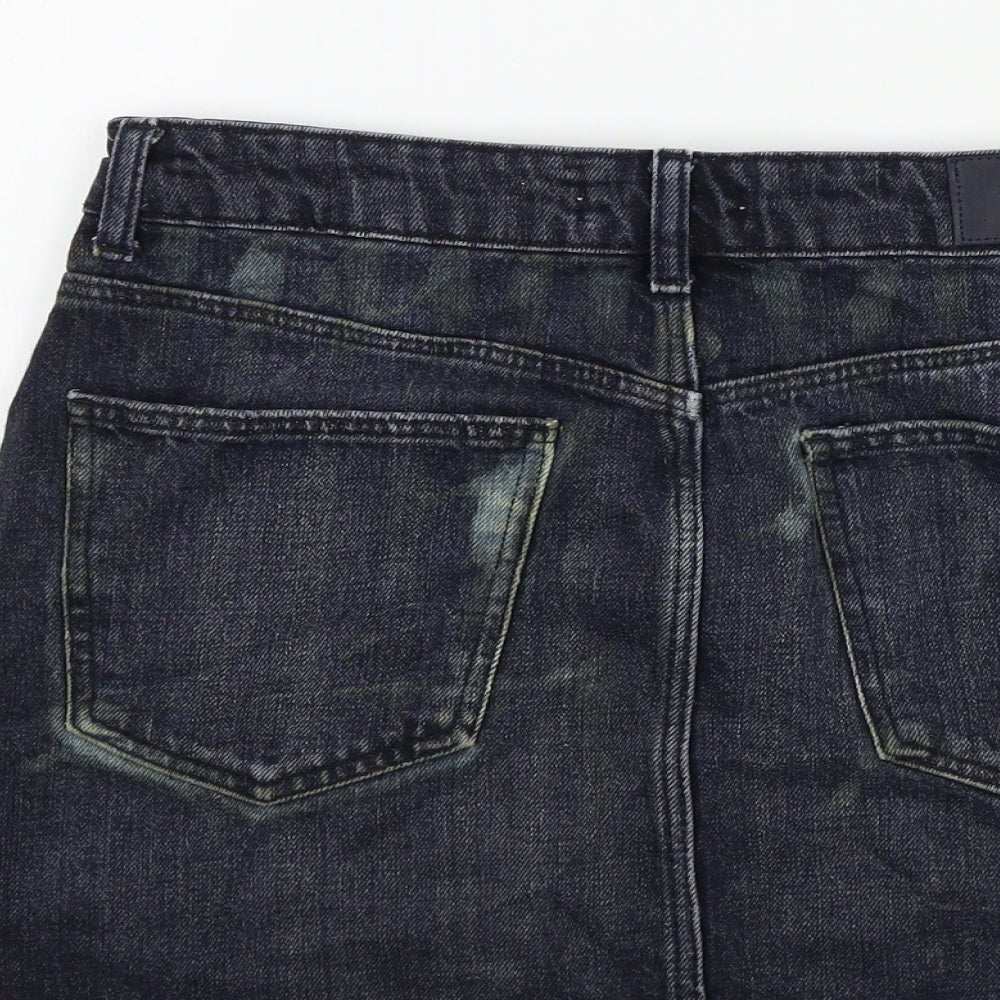 Zara Womens Blue A-Line Skirt Size 28 in - DISTRESSED