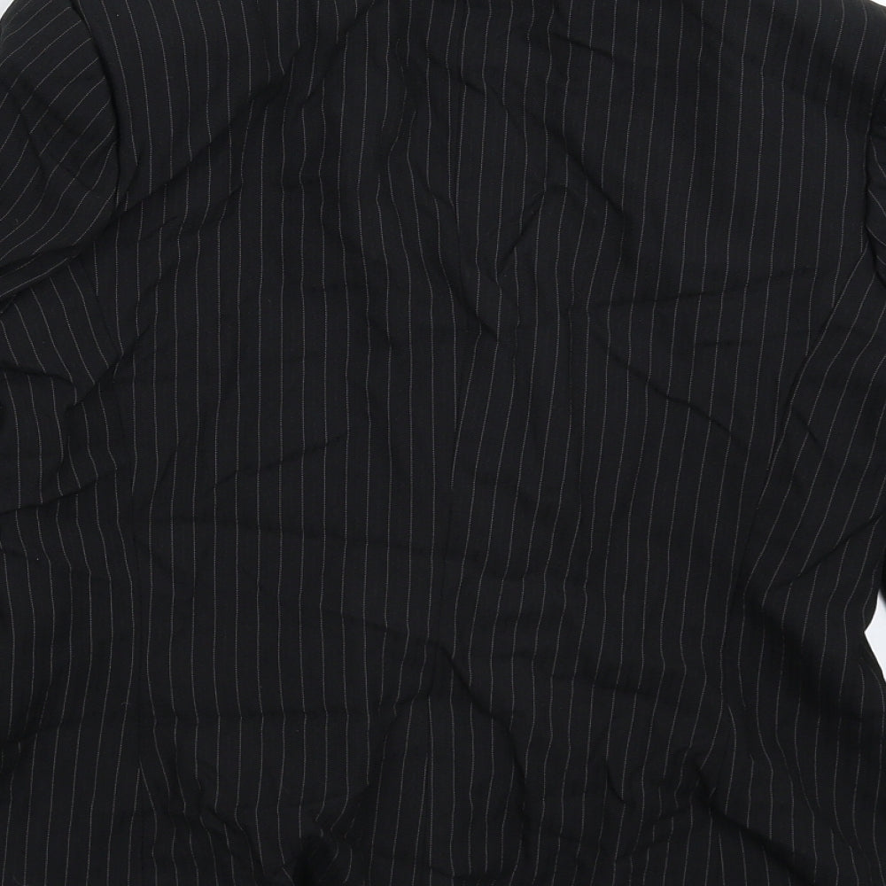 Brand and care label for Papaya women’s black striped jacket suit jacket, size UK 12