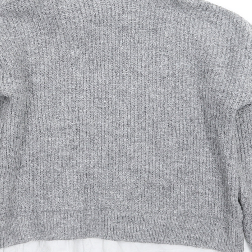 New Look Womens Grey Knit Pullover Jumper Size S