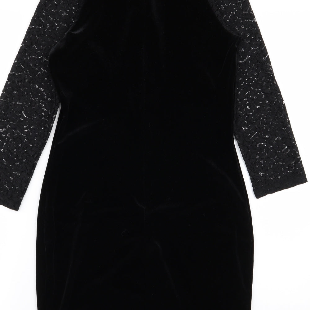 Girls On Film Womens Black Floral A-Line Size 10