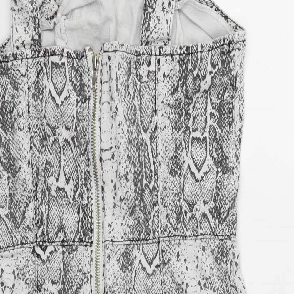 Denim & Co. Womens Grey Animal Print A-Line Size 12