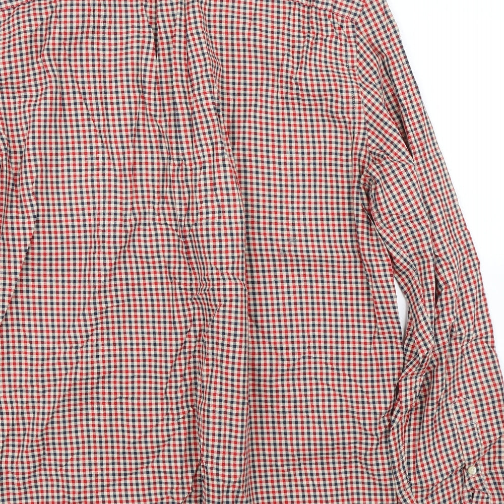 H&M Mens Red Check Button-Up Size M