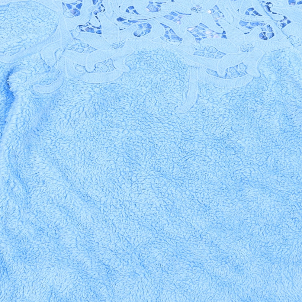 Preworn Womens Blue Fleece Pullover Jumper Size S - crochet neckline