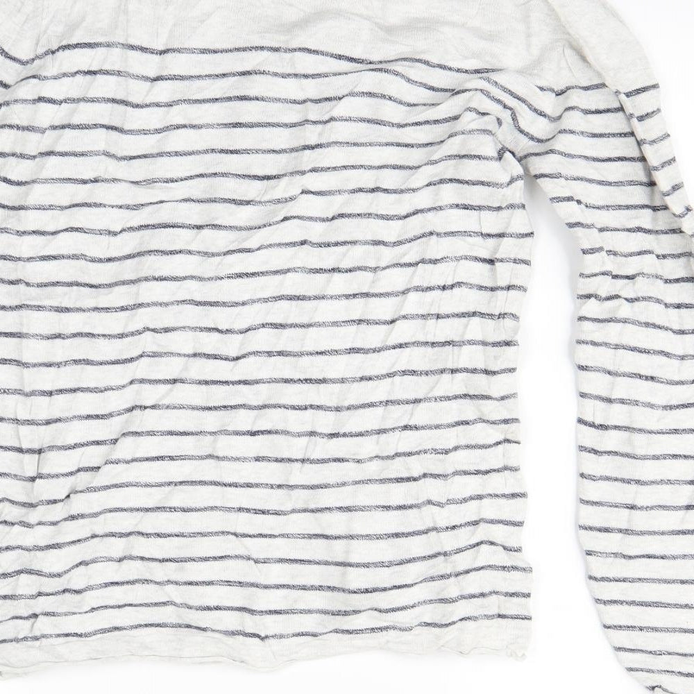 NEXT Womens White Striped Pullover Jumper Size S