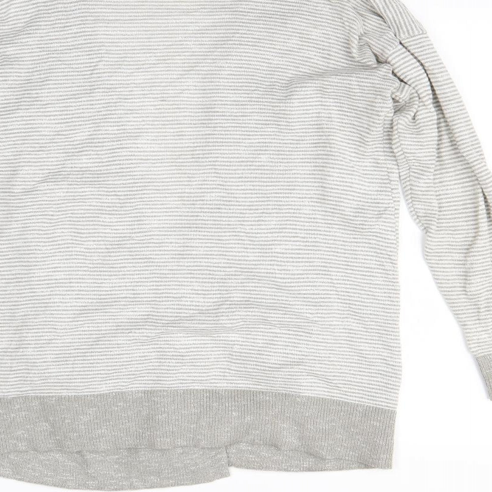 Verve Ami Womens Grey Striped Cardigan Jumper Size M