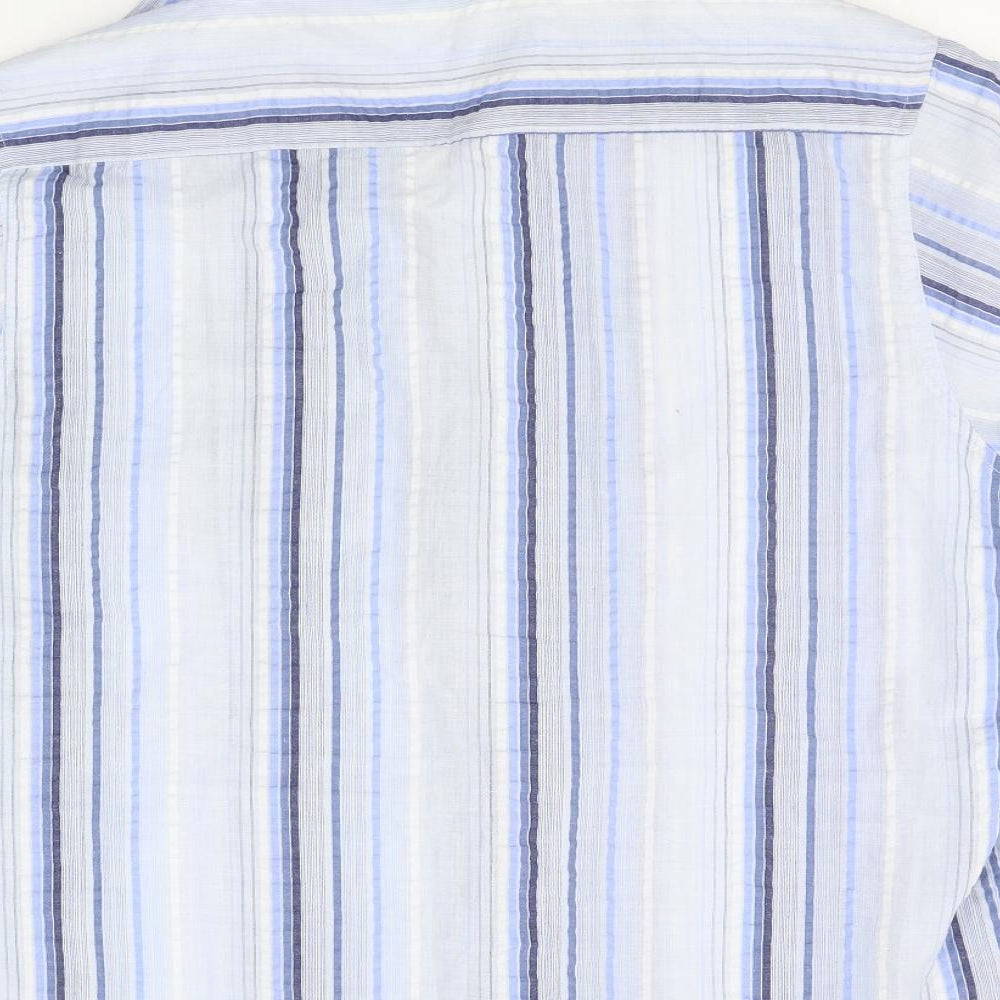 Cutting Edge Mens Blue Striped Button-Up Size L