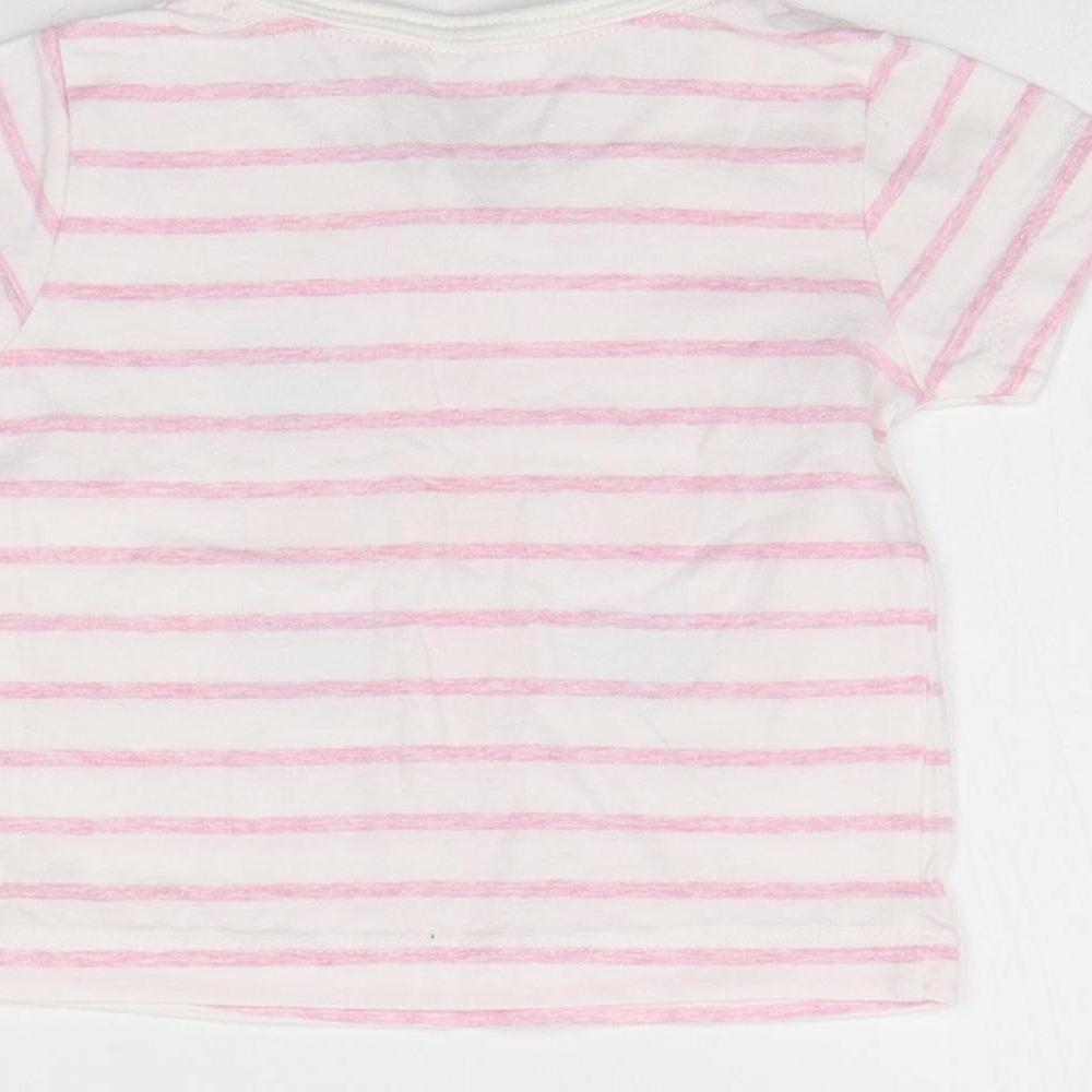 Baby Boys Pink Striped Basic T-Shirt Size 3-6 Months