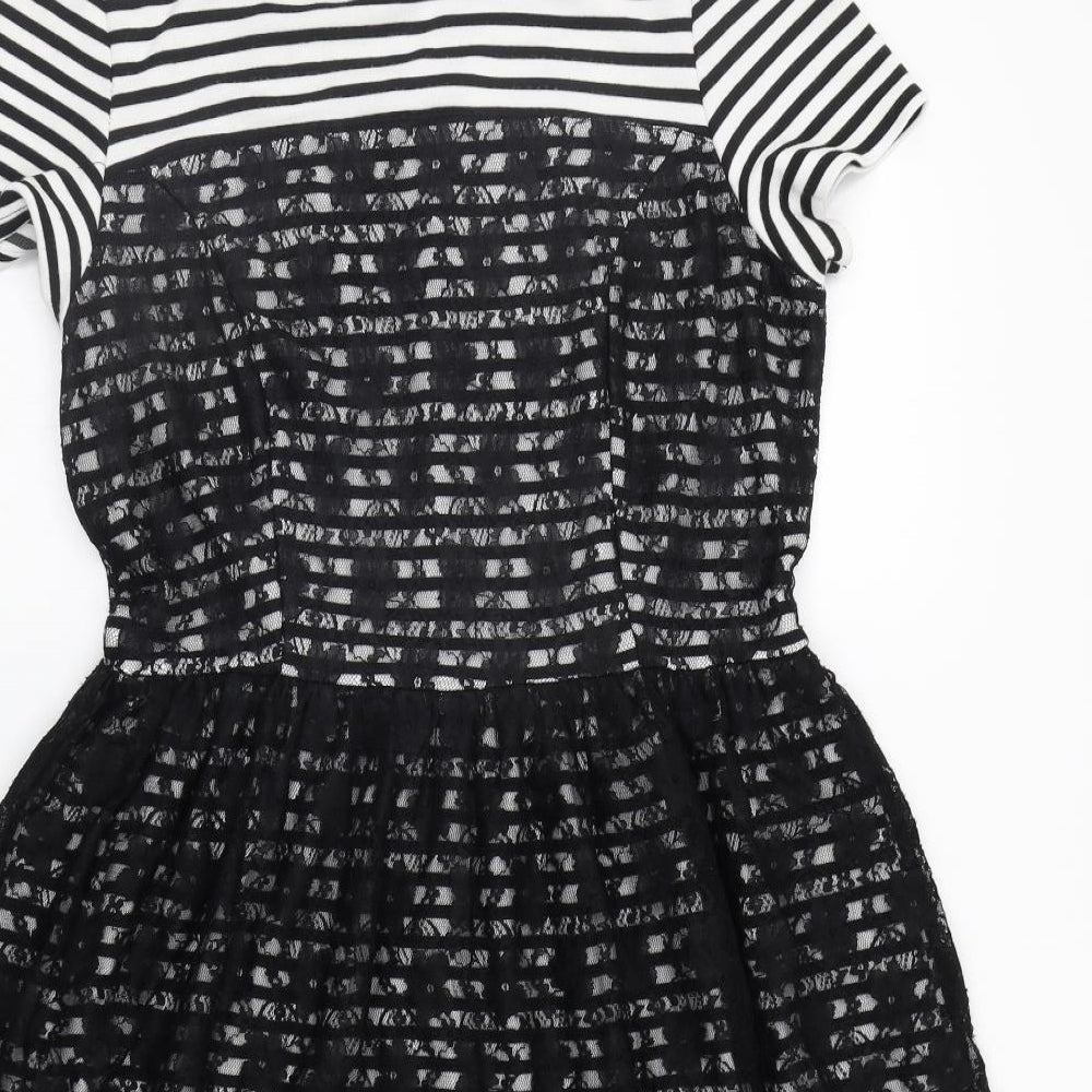 Skye Womens White Striped A-Line Size 14