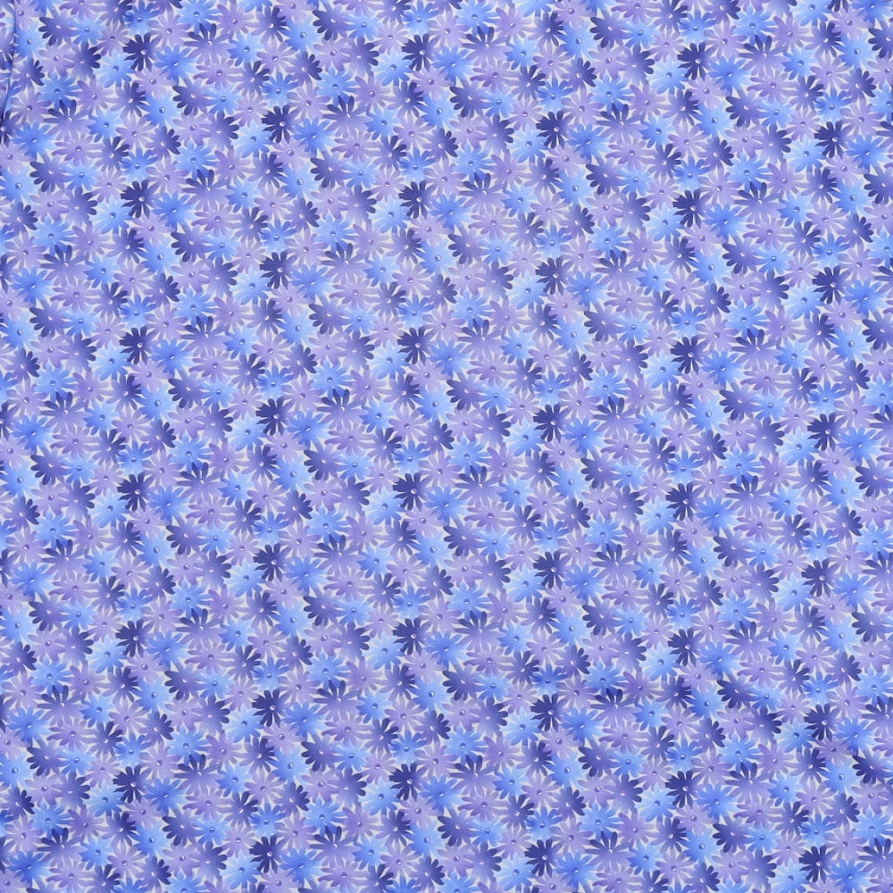 CANDA Womens Blue Floral Basic Blouse Size XL