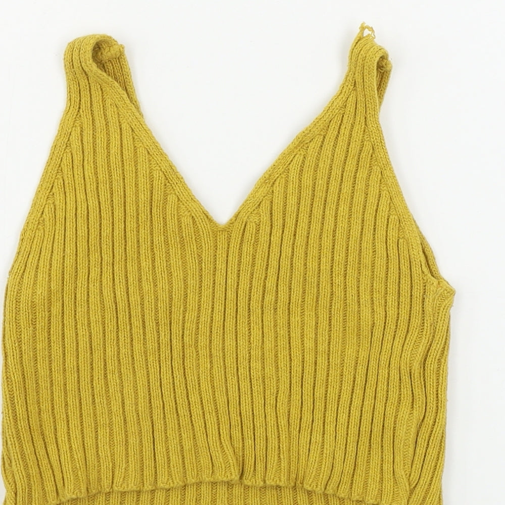 Oyisis Womens Yellow Basic Tank Size M