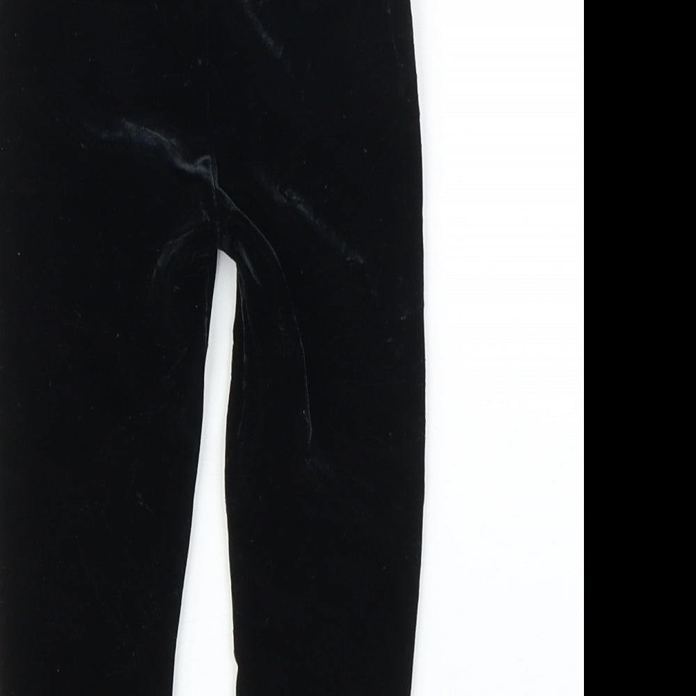 Marks & Spencer Girls Black Velvet Capri Leggings Size 12 Months