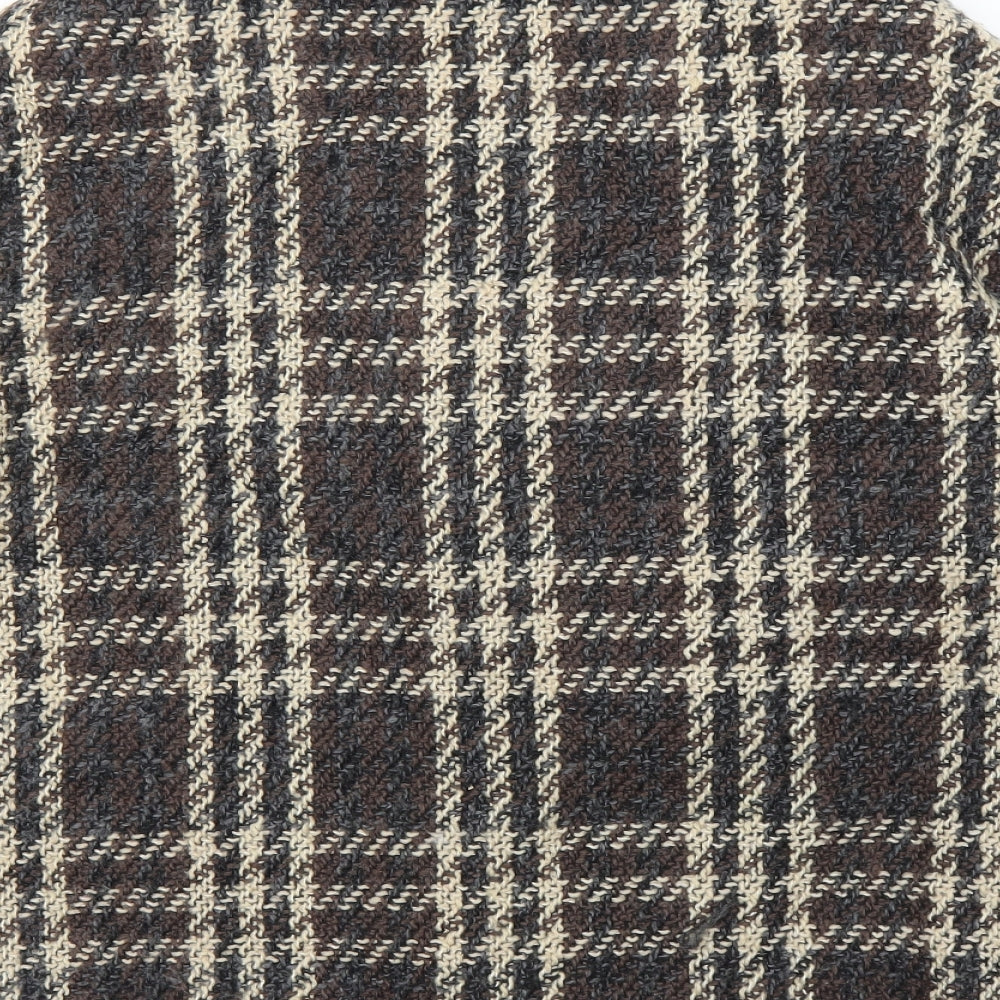 Preworn Womens Brown Plaid Overcoat Coatigan Size L