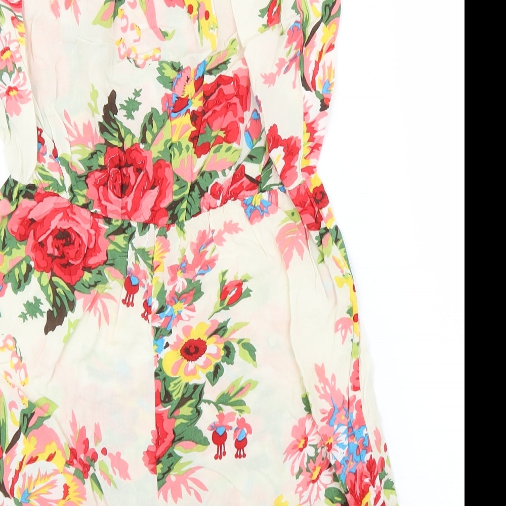 Glamorous Womens Ivory Floral Romper One-Piece Size 10