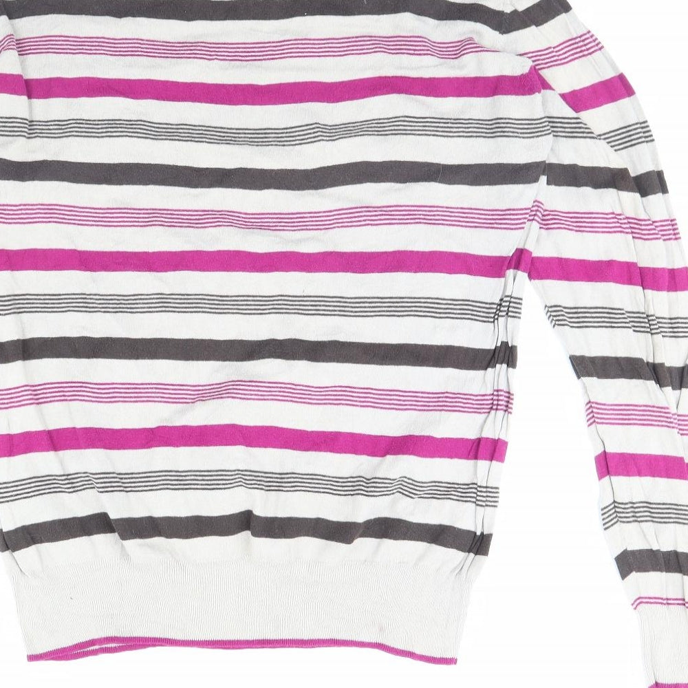 SOFT GREY Womens Beige Striped Pullover Jumper Size XL