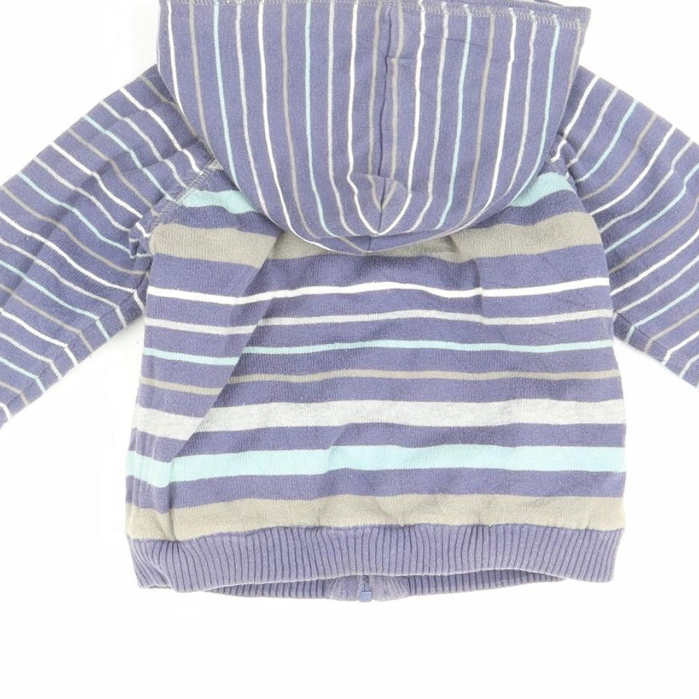Preworn Boys Blue Striped Jacket Size 24 Months