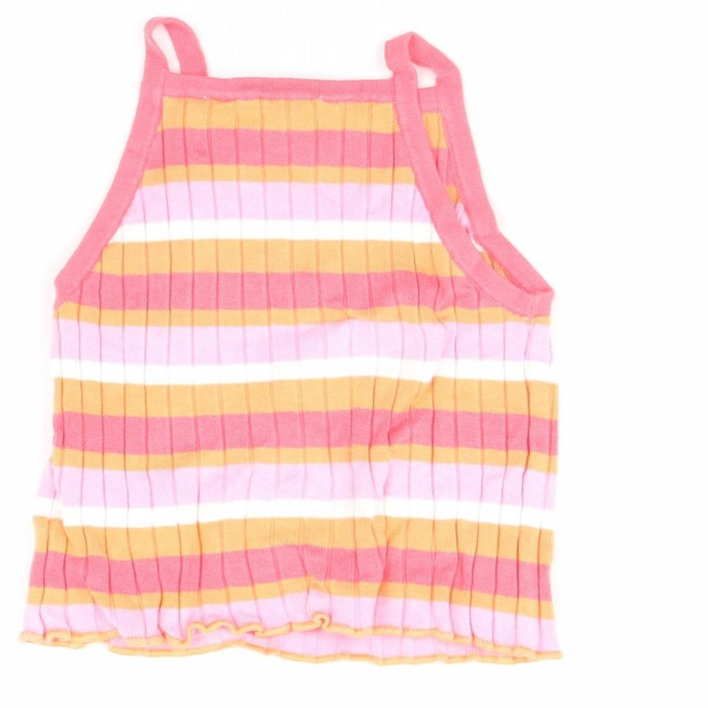 H&M Girls Multicoloured Striped Cropped Tank Size 2 Years