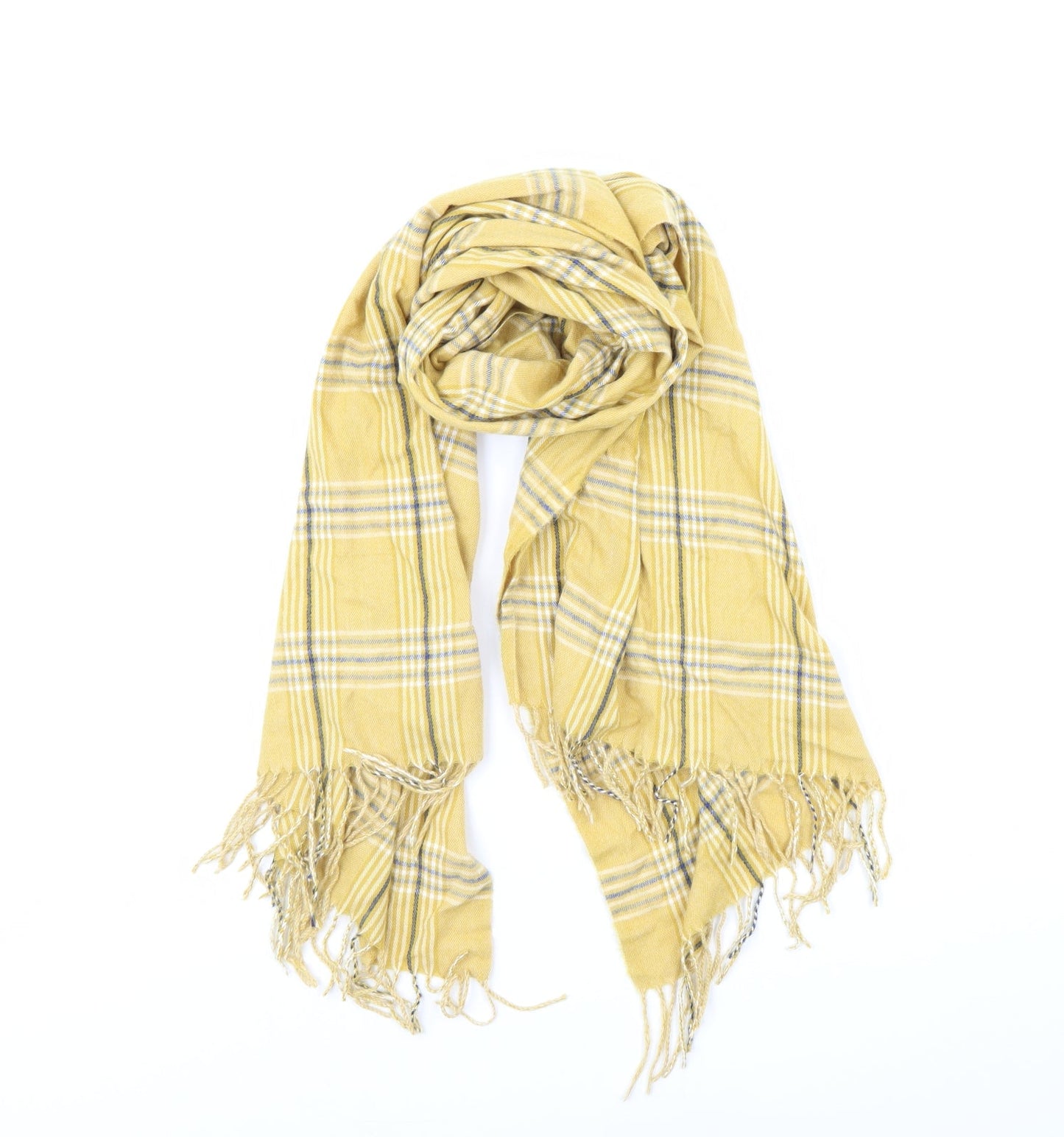 Preworn Womens Yellow Check Scarf