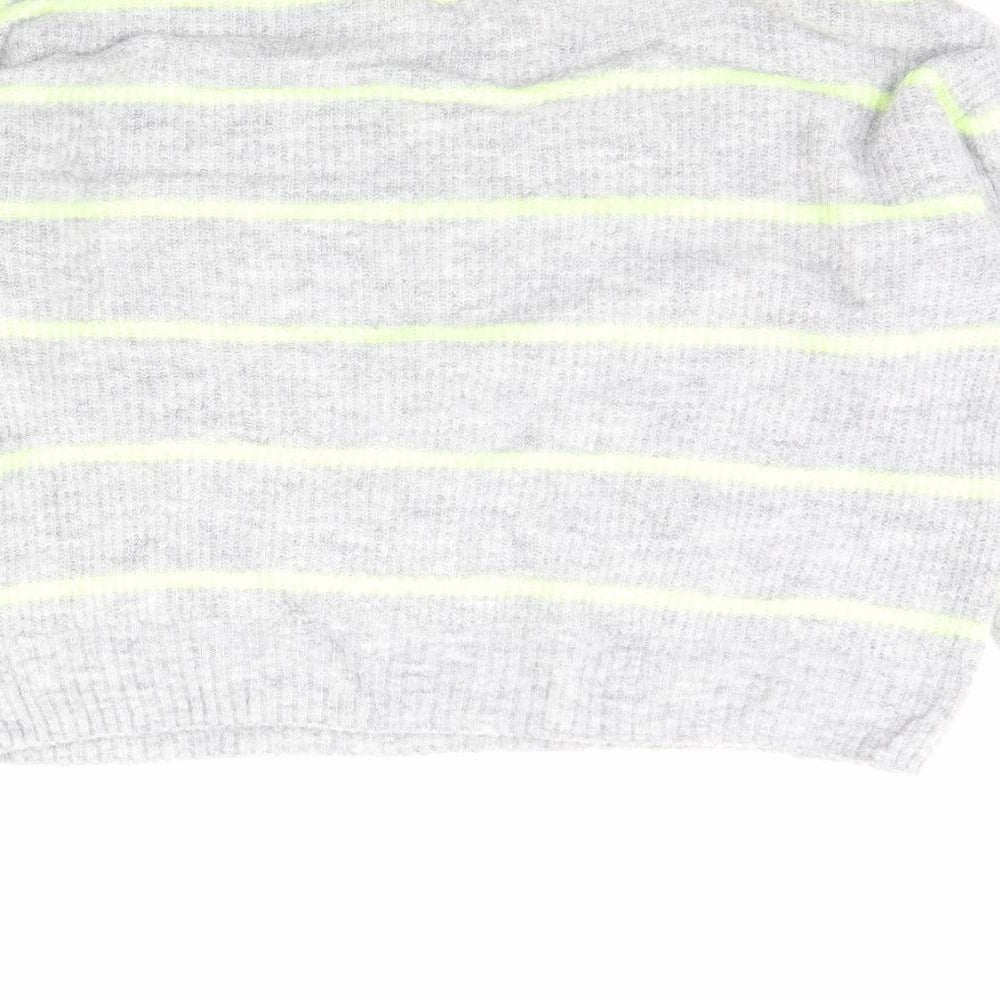 Divided Womens Grey Striped Pullover Jumper Size S
