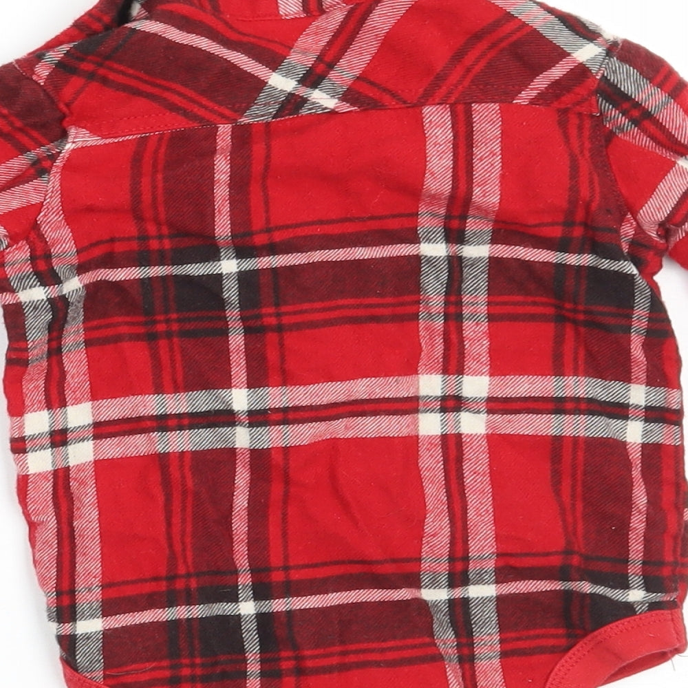George Boys Red Check Basic Button-Up Size 3-6 Months - vest bottom
