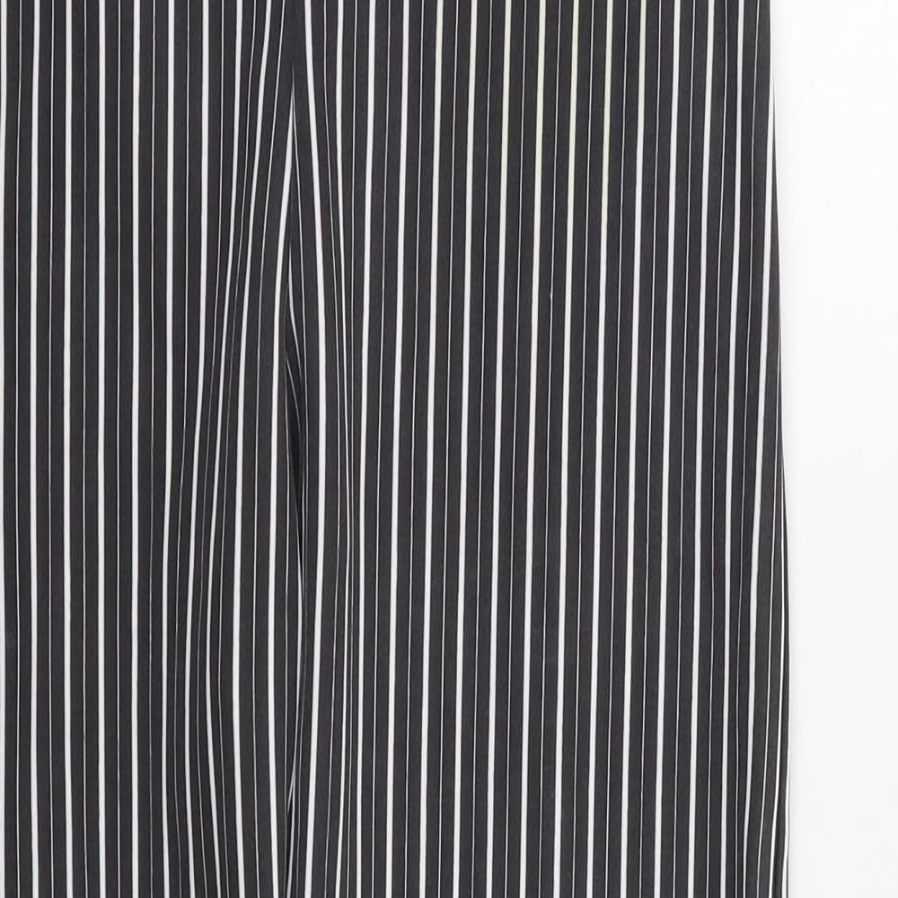 PRETTYLITTLETHING Womens Black Striped Trousers Size 6 L23 in
