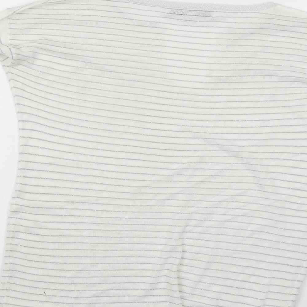 NEXT Womens White Striped Basic Blouse Size 8