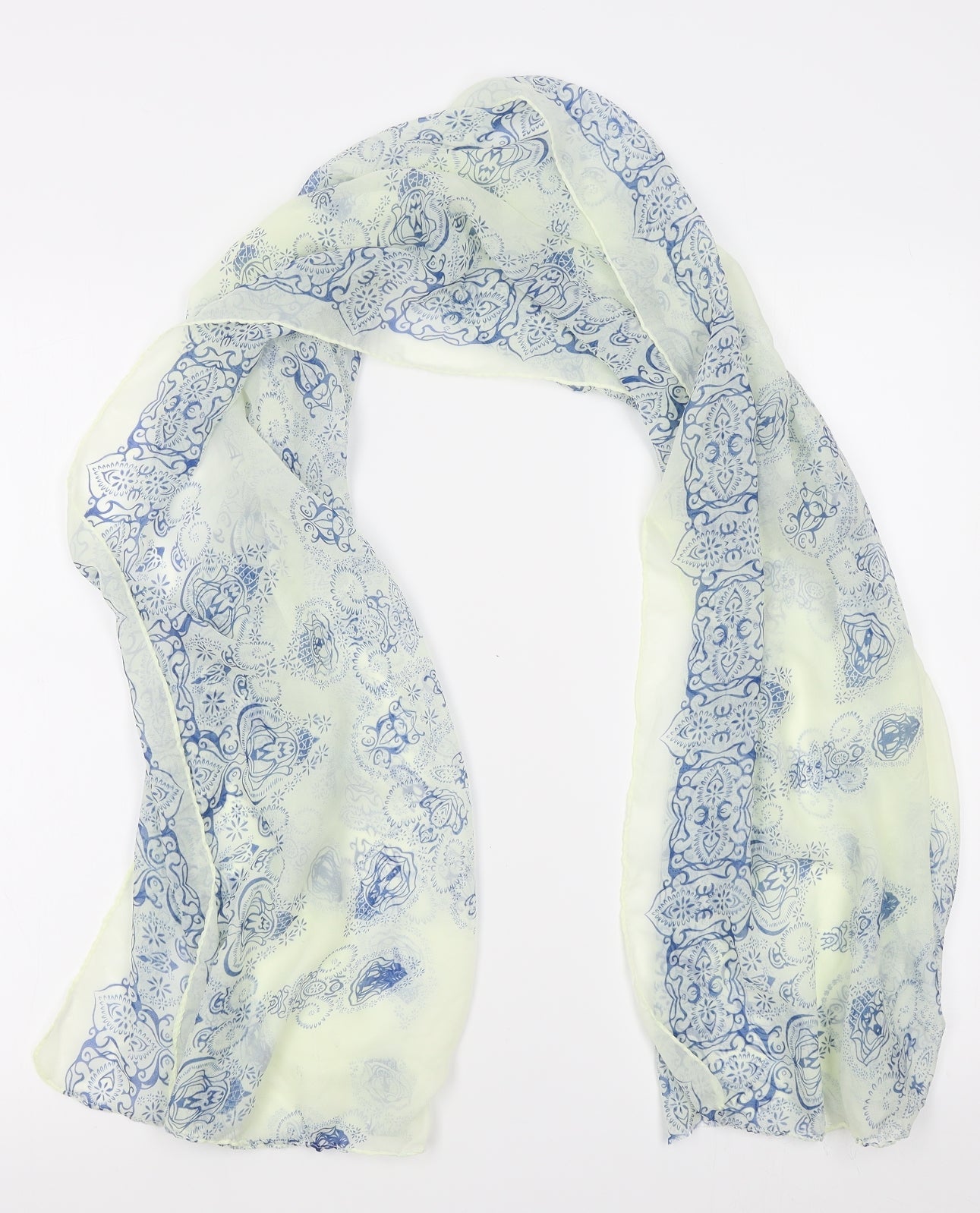 Preworn Womens White Floral Scarf