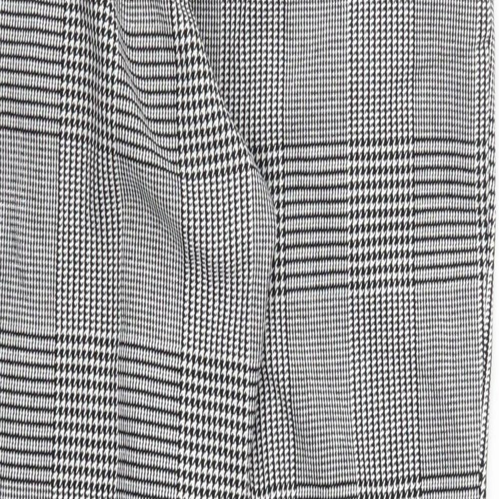 H&M Womens Grey Houndstooth Trousers Size 6 L26 in