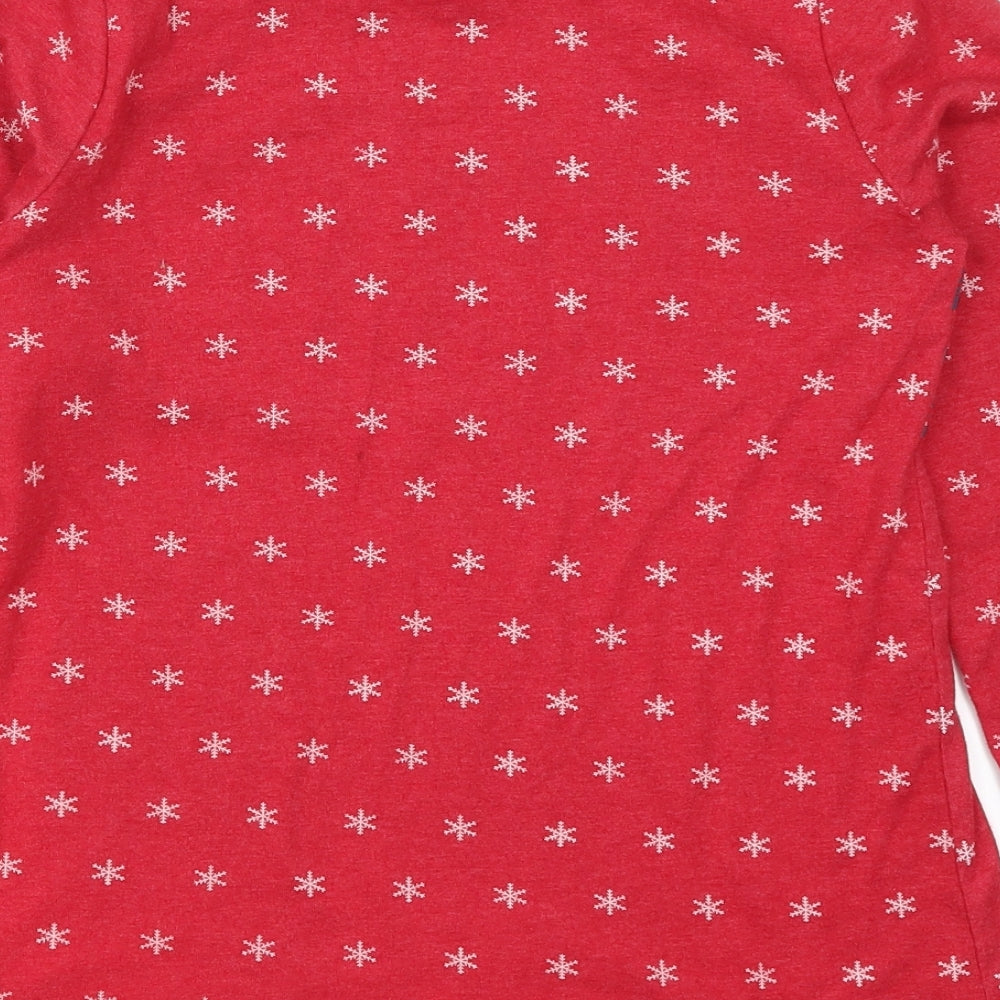 Primark Womens Red Geometric Top Pyjama Top Size 4 - Snowflake Print