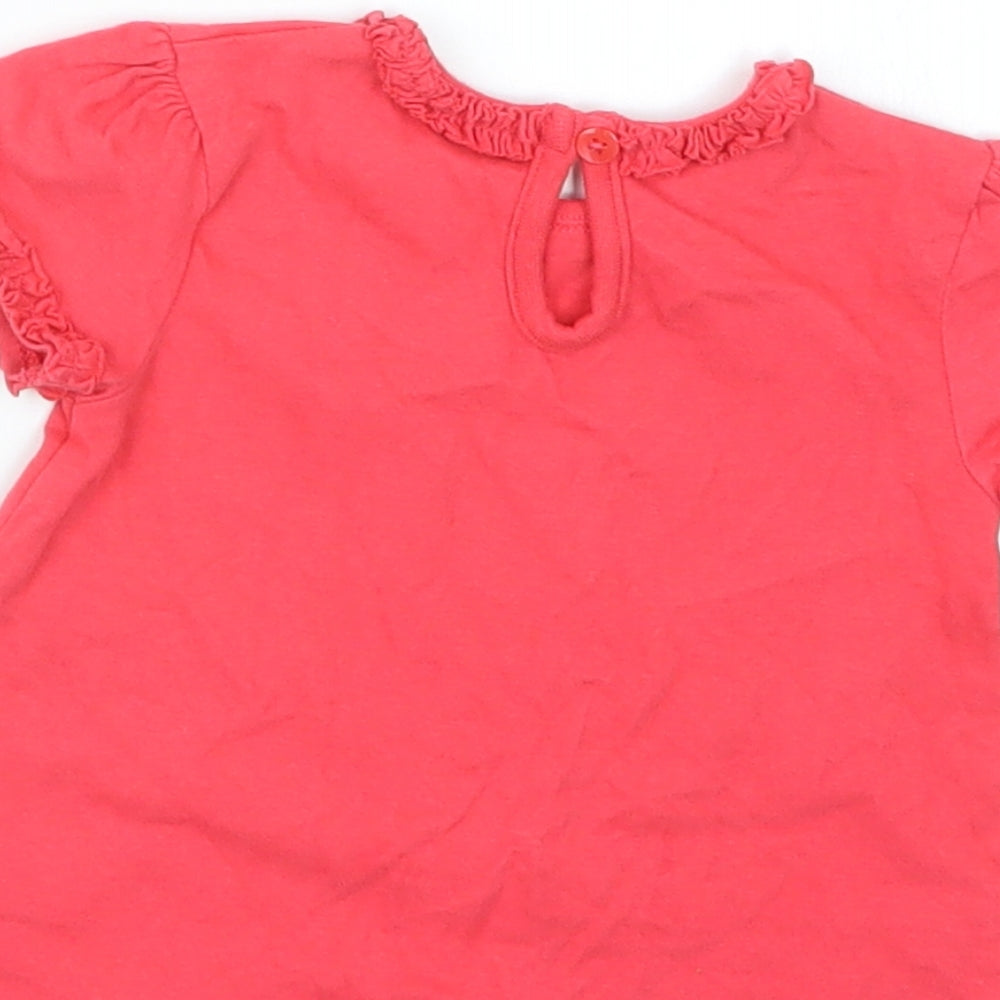George Girls Red Basic T-Shirt Size 0-3 Months