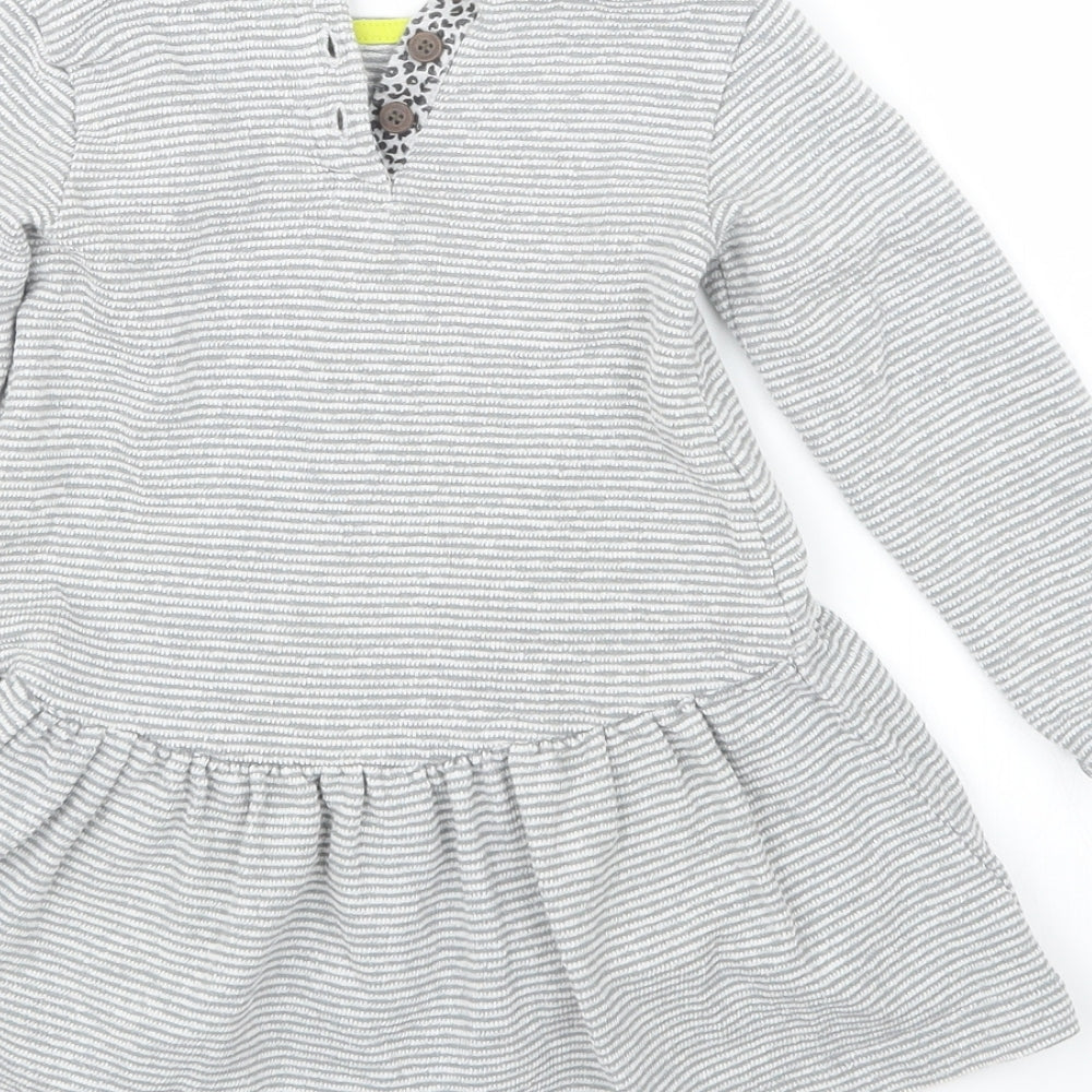 Mini Club Girls Grey Striped T-Shirt Dress Size 18-24 Months