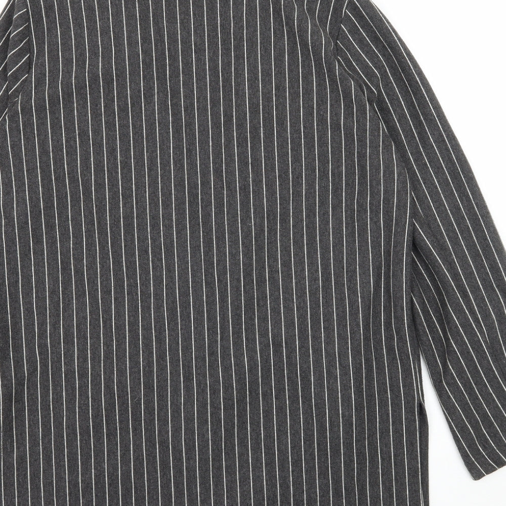 Stradivarius Womens Grey Striped Jacket Coat Size 12