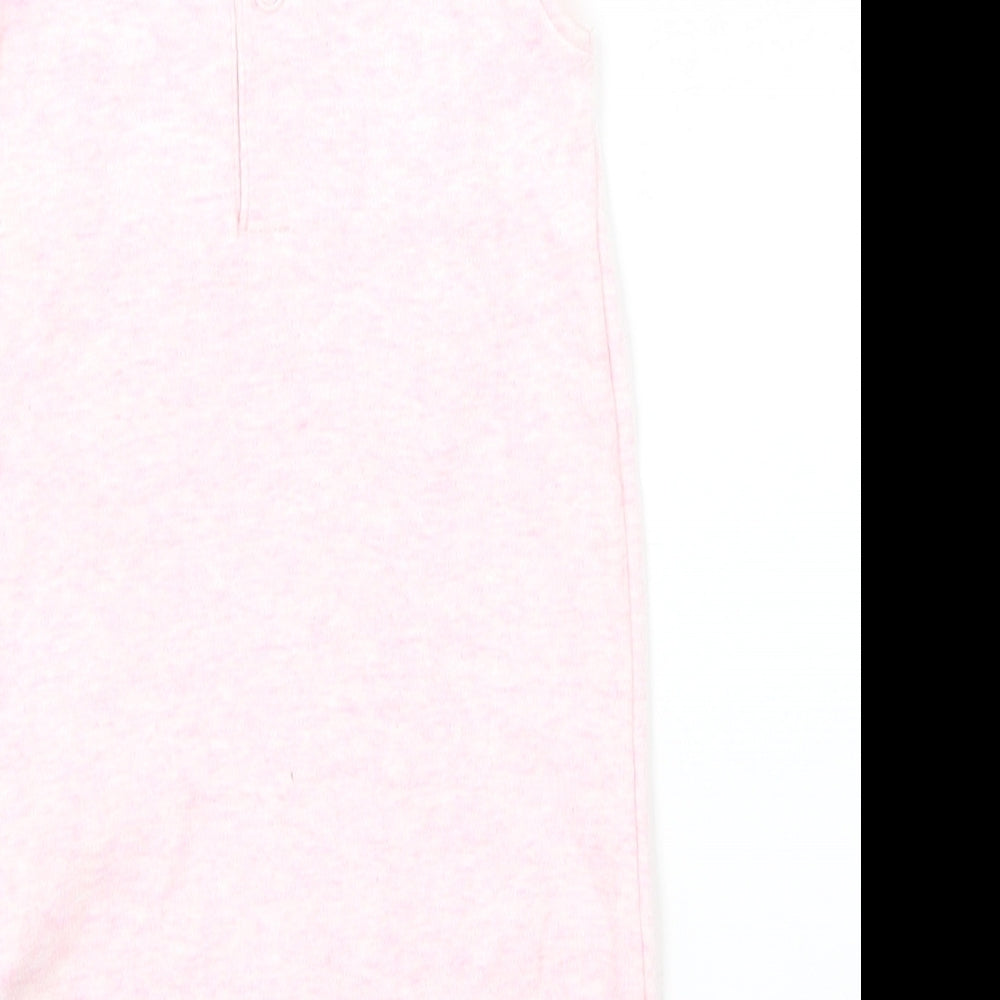 Brand and care label for Early Days girls’ pink coverall one-piece, size 3-6, months