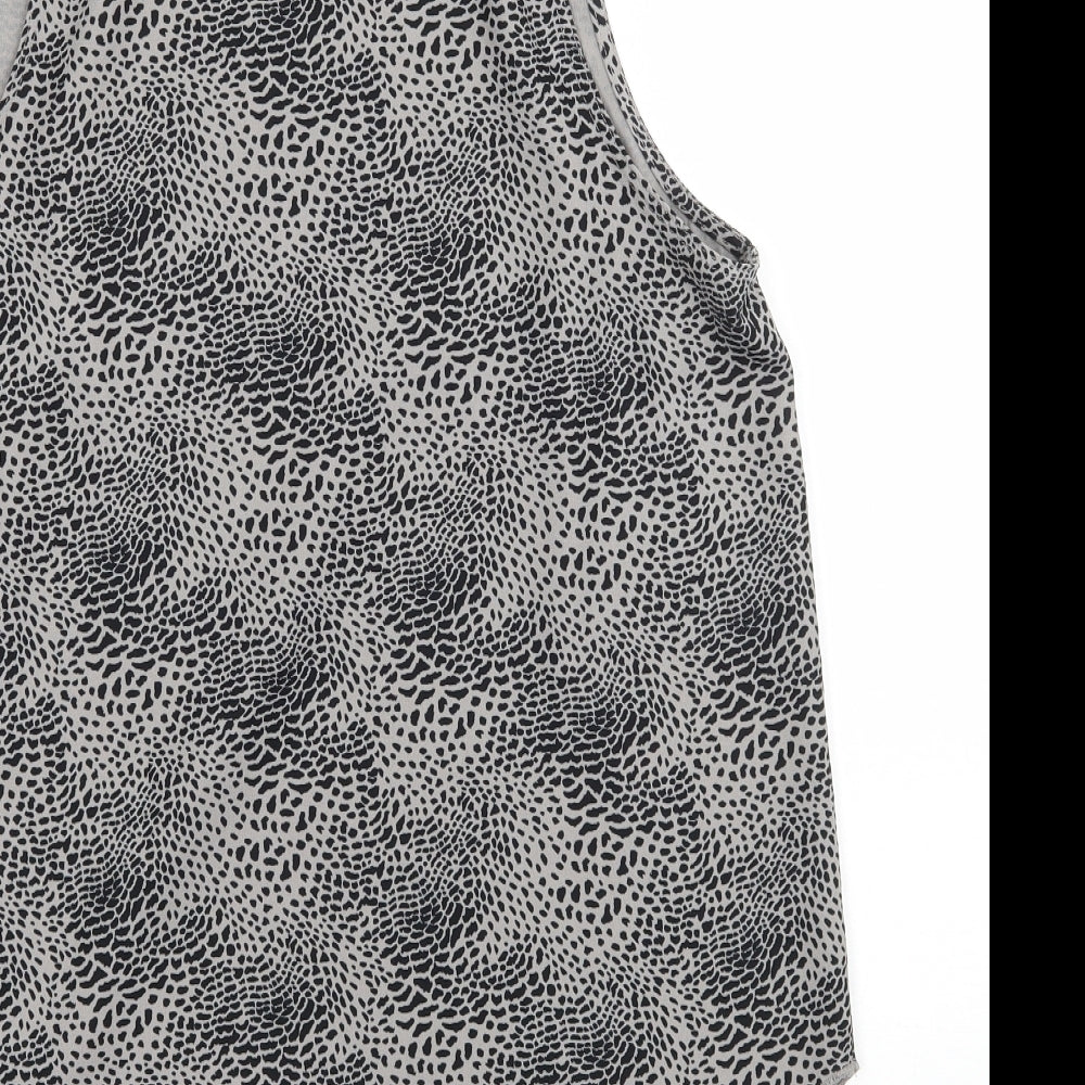 Decjuba Womens Grey Animal Print Jersey Basic Tank Size 10