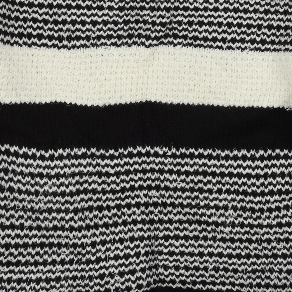 Papaya Womens Black Striped Knit Pullover Jumper Size S