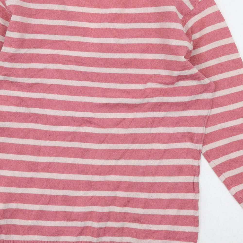 H&M Womens Pink Striped Knit Pullover Jumper Size S