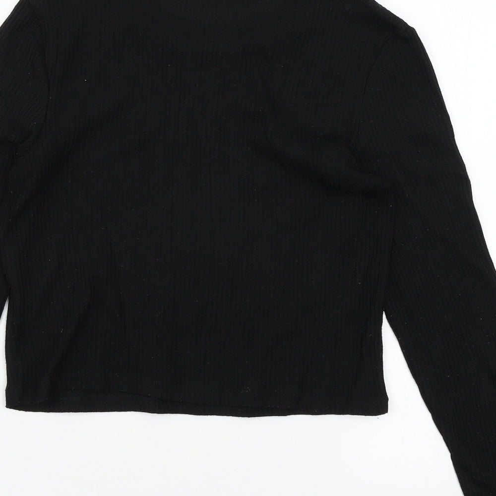 Divided by H&M Womens Black Jersey Basic T-Shirt Size M - Embelished Neckline
