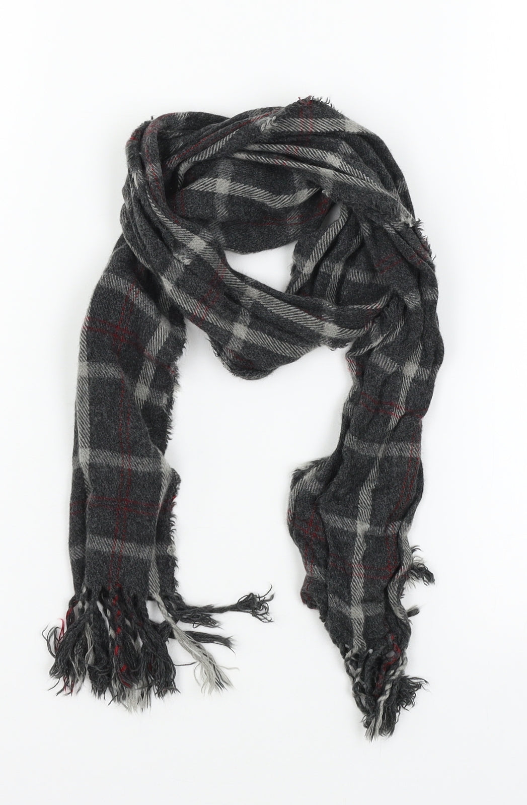 F&F Womens Grey Plaid Knit Scarf