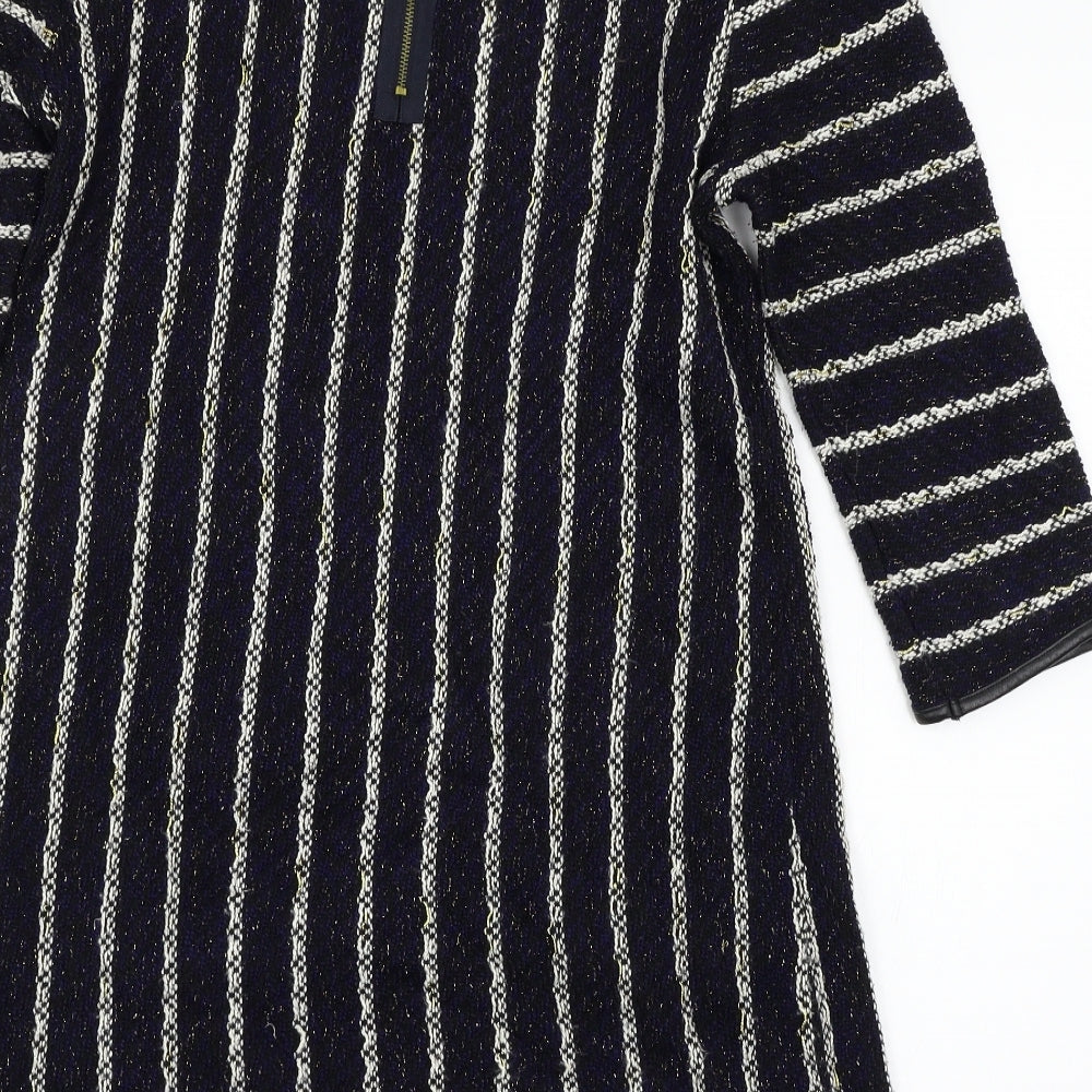 Full Circle Womens Blue Striped Knit Shift Size L